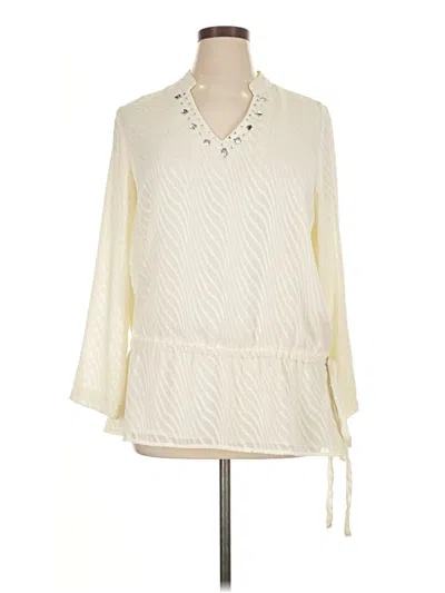 Pre-owned Valerie Stevens 3/4 Sleeve Blouse In White