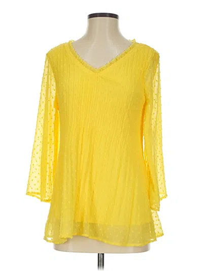 Pre-owned Valerie Stevens 3/4 Sleeve Blouse In Yellow