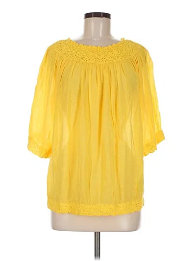 Pre-owned Valerie Stevens 3/4 Sleeve Blouse In Yellow
