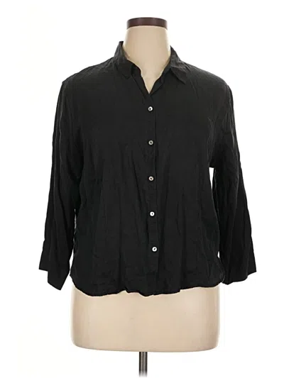 Pre-owned Valerie Stevens 3/4 Sleeve Button Down Shirt In Black