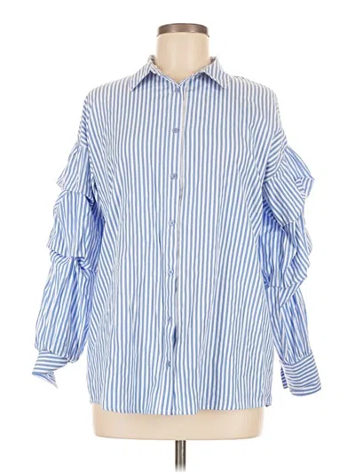 Pre-owned Valerie Stevens 3/4 Sleeve Button Down Shirt In Blue