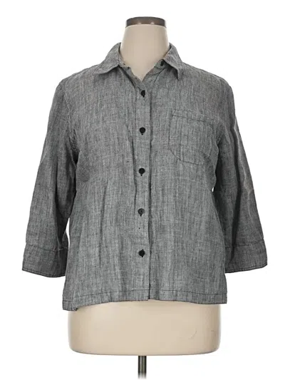 Pre-owned Valerie Stevens 3/4 Sleeve Button Down Shirt In Gray