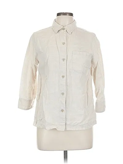 Pre-owned Valerie Stevens 3/4 Sleeve Button Down Shirt In White