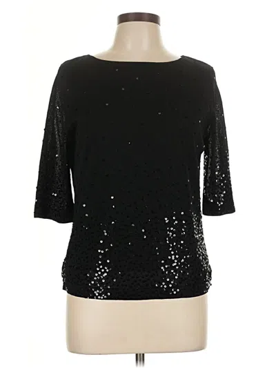 Pre-owned Valerie Stevens 3/4 Sleeve Top Black Boatneck Tops