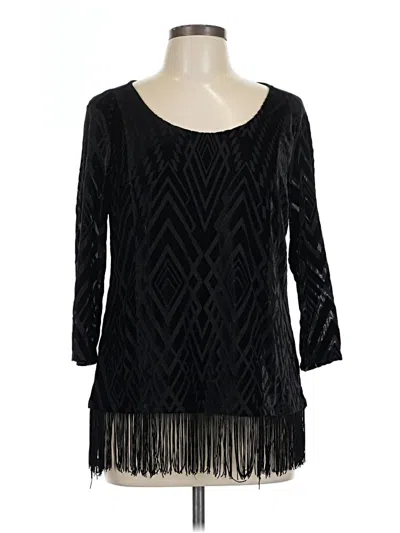 Pre-owned Valerie Stevens 3/4 Sleeve Top Black Scoop Neck Tops