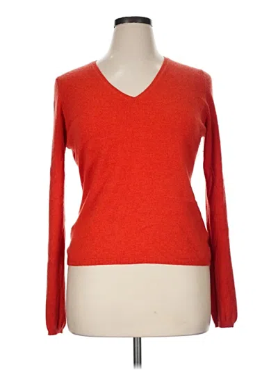 Pre-owned Valerie Stevens Cashmere Pullover Sweater In Orange