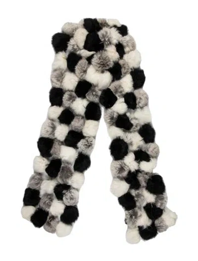Pre-owned Valerie Stevens Fur Patterned Scarf In Black/white