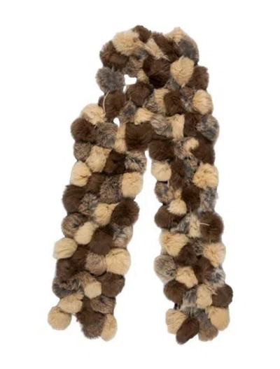 Pre-owned Valerie Stevens Fur Patterned Scarf In Neutrals