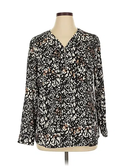 Pre-owned Valerie Stevens Long Sleeve Blouse In Black