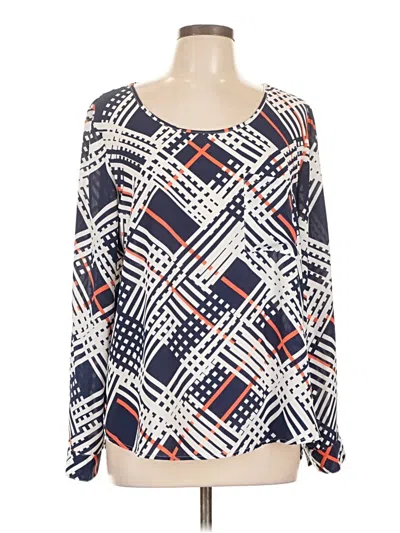 Pre-owned Valerie Stevens Long Sleeve Blouse In Blue