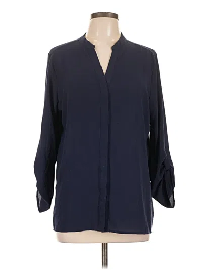 Pre-owned Valerie Stevens Long Sleeve Blouse In Blue