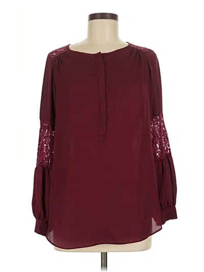 Pre-owned Valerie Stevens Long Sleeve Blouse In Burgundy