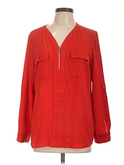 Pre-owned Valerie Stevens Long Sleeve Blouse In Red
