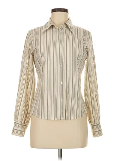 Pre-owned Valerie Stevens Long Sleeve Blouse In White