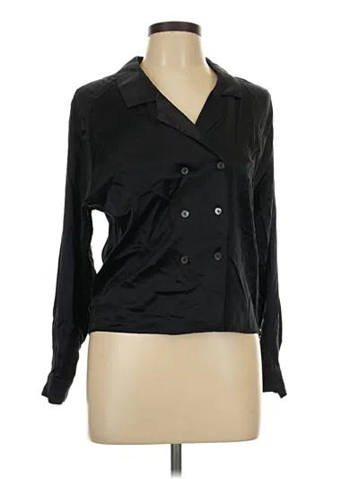 Pre-owned Valerie Stevens Long Sleeve Silk Top Black Cowl Neck Tops