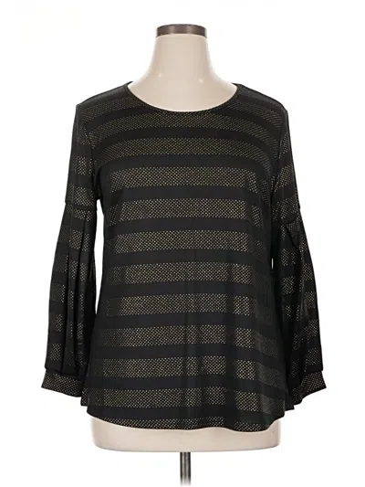 Pre-owned Valerie Stevens Long Sleeve Top Black Boatneck Tops