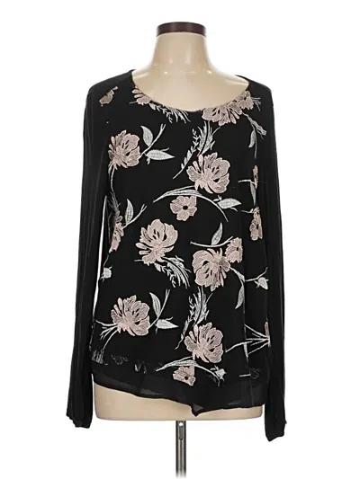 Pre-owned Valerie Stevens Long Sleeve Top Black Scoop Neck Tops