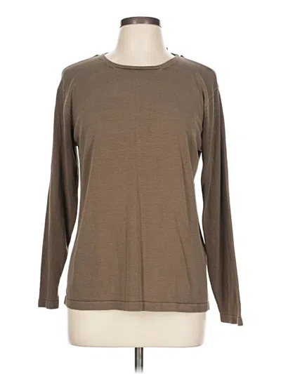 Pre-owned Valerie Stevens Long Sleeve Top Brown Crew Neck Tops