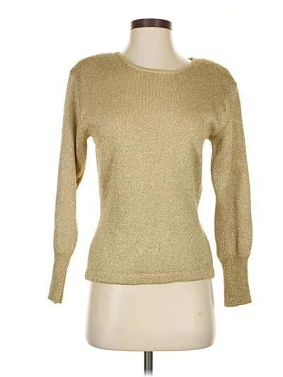 Pre-owned Valerie Stevens Long Sleeve Top Gold Boatneck Tops