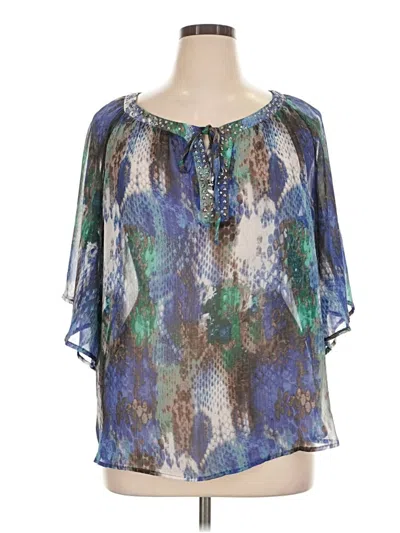 Pre-owned Valerie Stevens Short Sleeve Blouse In Blue