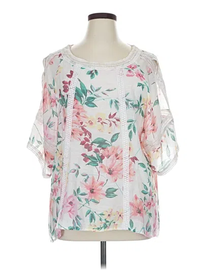 Pre-owned Valerie Stevens Short Sleeve Blouse In White
