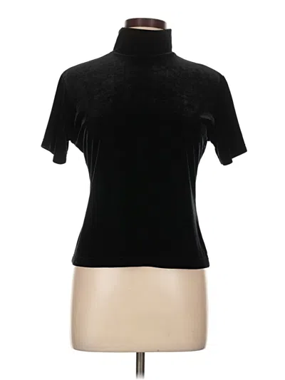 Pre-owned Valerie Stevens Short Sleeve Top Black Turtleneck Tops