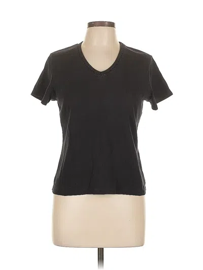 Pre-owned Valerie Stevens Short Sleeve Top Black V Neck Tops