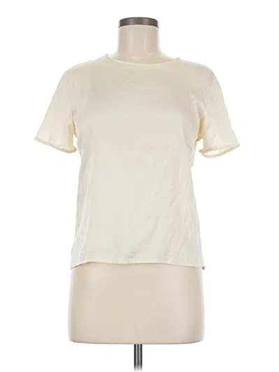 Pre-owned Valerie Stevens Short Sleeve Top Ivory Crew Neck Tops In White