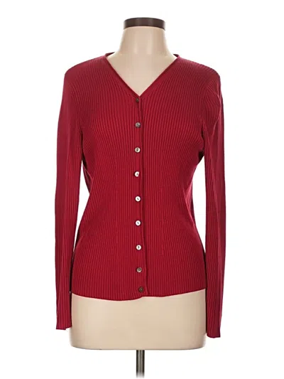 Pre-owned Valerie Stevens Silk Cardigan Sweater In Red