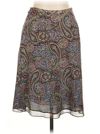 Pre-owned Valerie Stevens Silk Skirt In Brown