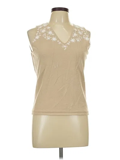 Pre-owned Valerie Stevens Sleeveless Top Tan Halter Neckline Tops