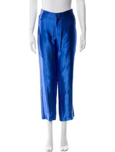 Pre-owned Valery Kovalska Silk Wide Leg Pants In Blue