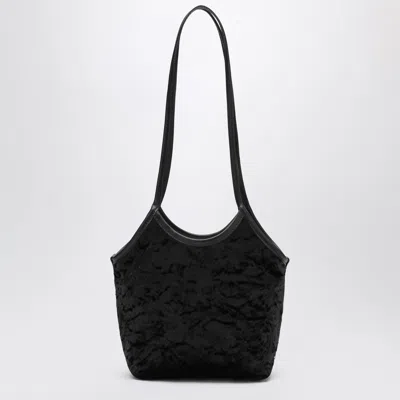 Valesque Cami Small Tote Bag In Black Velvet In Red