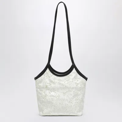 Valesque Cami Small Tote Bag In White Velvet In Black