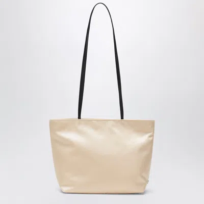 Valesque Spaghetti Tote Bag In Pearl Satin Nylon In Pink