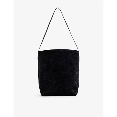 Valesque Womens Small Crushed Velvet Bucket Bag Black