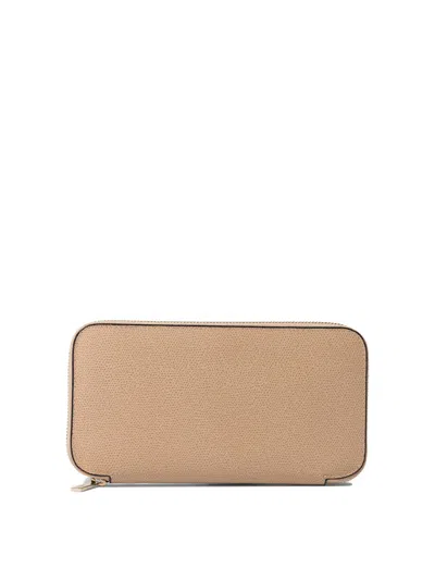 Valextra "10 Cc" Wallet With Zip In Beige