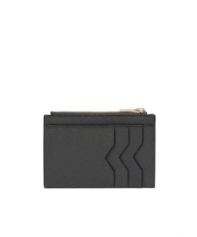 Valextra 3cc Zipper Card Bag In Black