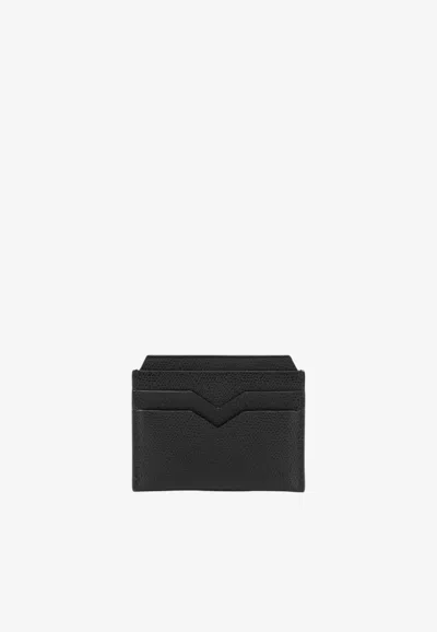 Valextra 4 Cc Calfskin Cardholder In Black