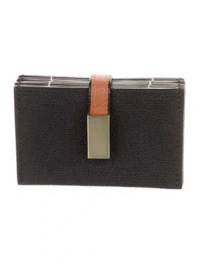 Pre-owned Valextra Accordion Card Case Leather French Purse In Black