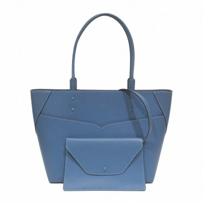 Valextra Amica Leather Tote Bag In Blue