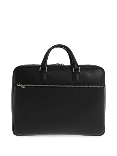 Valextra Avietta Leather Laptop Bag In Black