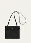 Valextra B-tracollina Leather Shoulder Bag In Black