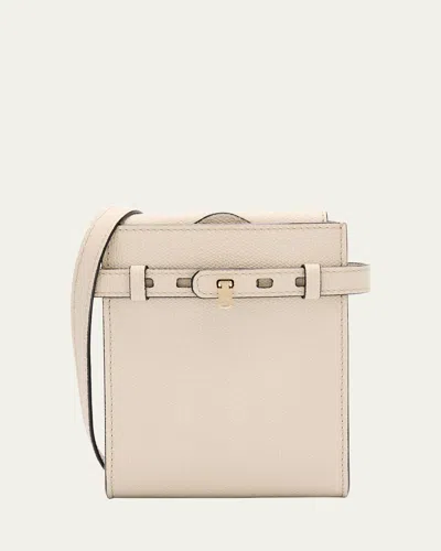 Valextra B Tracollina Slim Calfskin Crossbody Bag In Linen Grey Gn