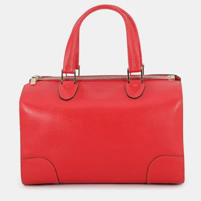 Pre-owned Valextra Babila Boston Handbag Red Leather Size Small