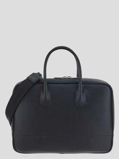 Valextra Mylogo Leather Briefcase In Black
