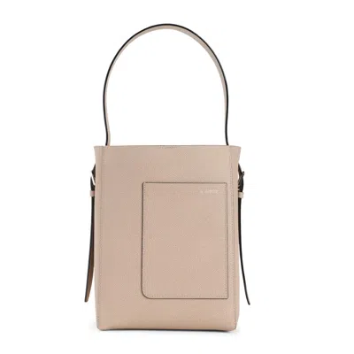Valextra Beige Cashmere Calf Leather Small Bucket Bag In Multi