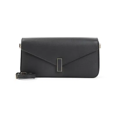 VALEXTRA BLACK CALF LEATHER ISIDE SHOULDER BAG