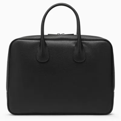 Valextra My Logo Leather Briefcase In Black