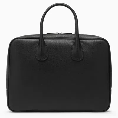 Valextra My Logo Leather Briefcase W/ Zip In Black